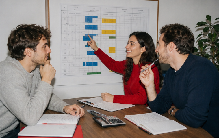 Une équipe compare des fourchettes salariales par métier